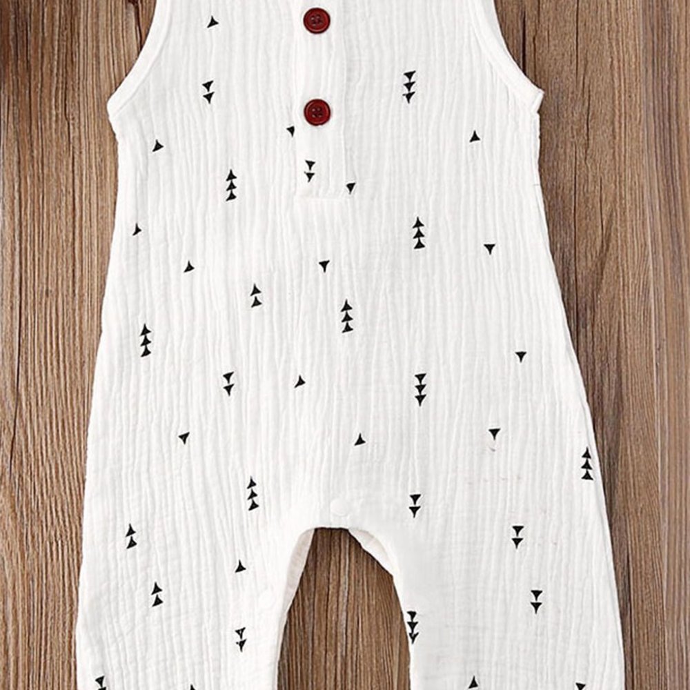 White Triangular Muslin Cotton Sleeveless Baby Romper